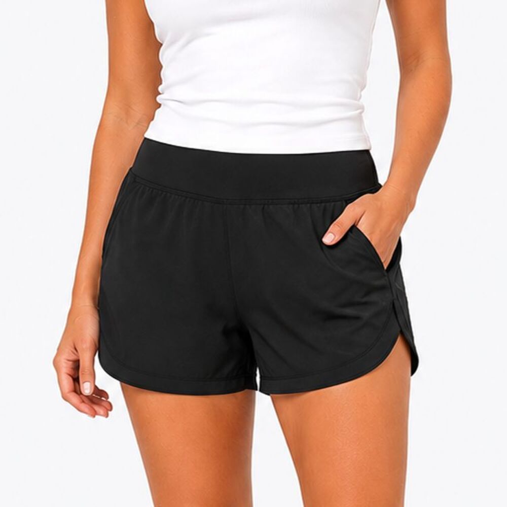 Lands' End Women's Sz 18 Active Shorts Black Athletic Performance Stretch Pocket